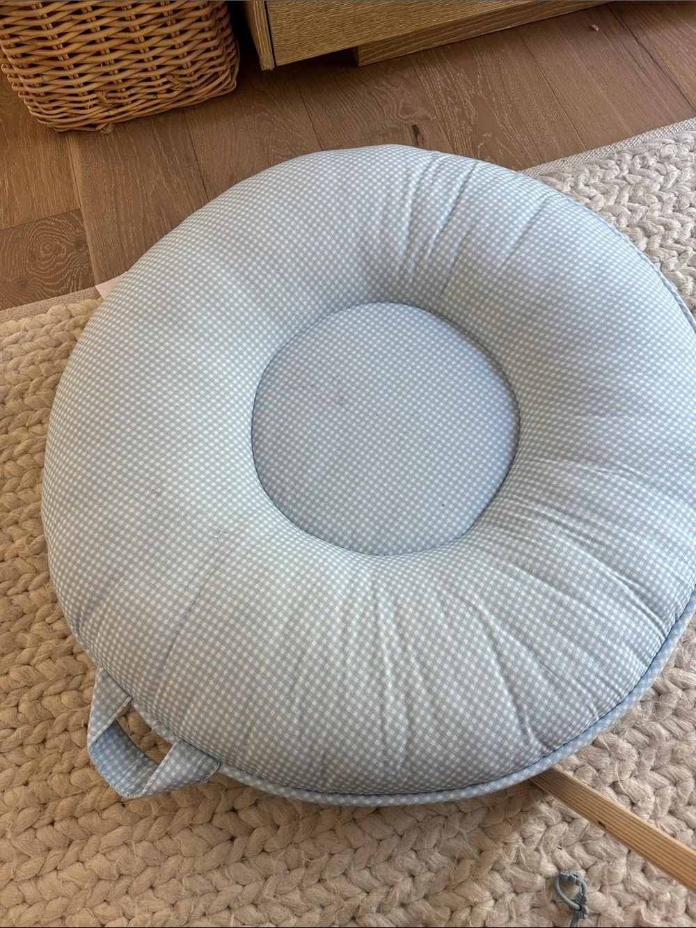 Pello GooseWaddle Soft Comfortable Floor Cushion for Children in blue gingham